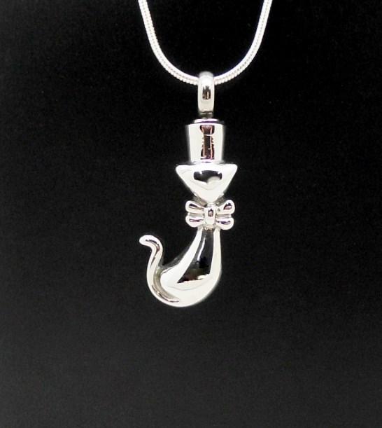 316L S/Steel Silver Cat Pet Keepsake Memorial Cremation Urn Pendant Jewellery