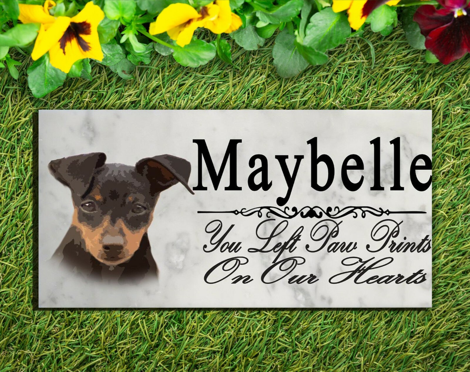 Customized Miniature Pinscher Memorial Stone Dog Grave Marker Pet Garden Plaque