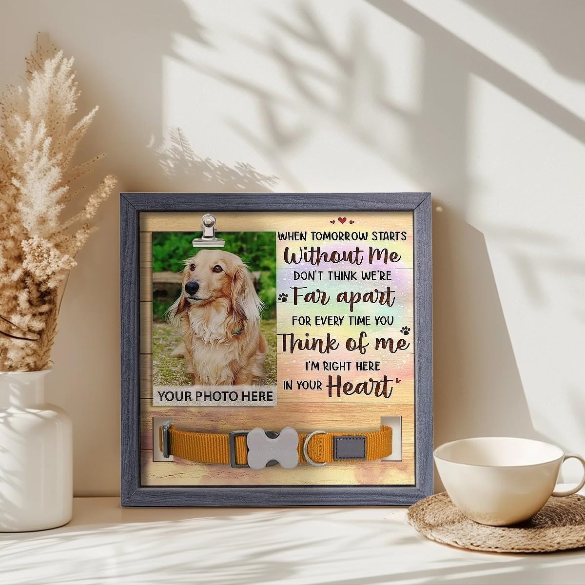 Pawfect House Dog Memorial Gifts for Loss with Collar, Dog Photo Frame, Memory
