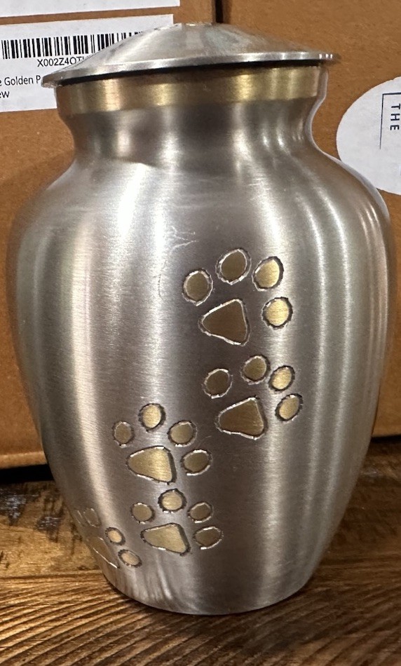 Paws Engraved Pet Cremation Stainless Steel Urn for Small Dogs and Cats Ashes