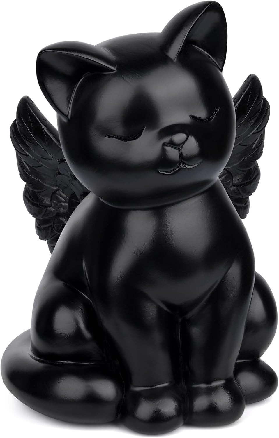 Black Cat Urn for Ashes – Sleeping Angel Memorial Figurine, Cremation Funeral St