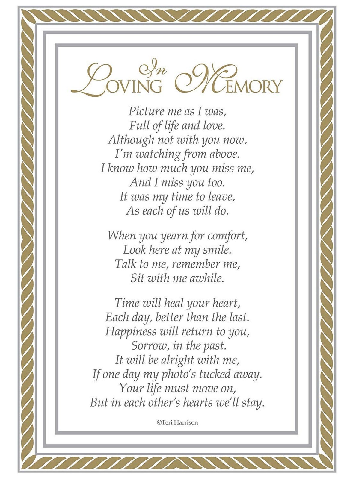 In Loving Memory Sentiment Memorial Picture Frame- Sympathy Gift for Loss of …