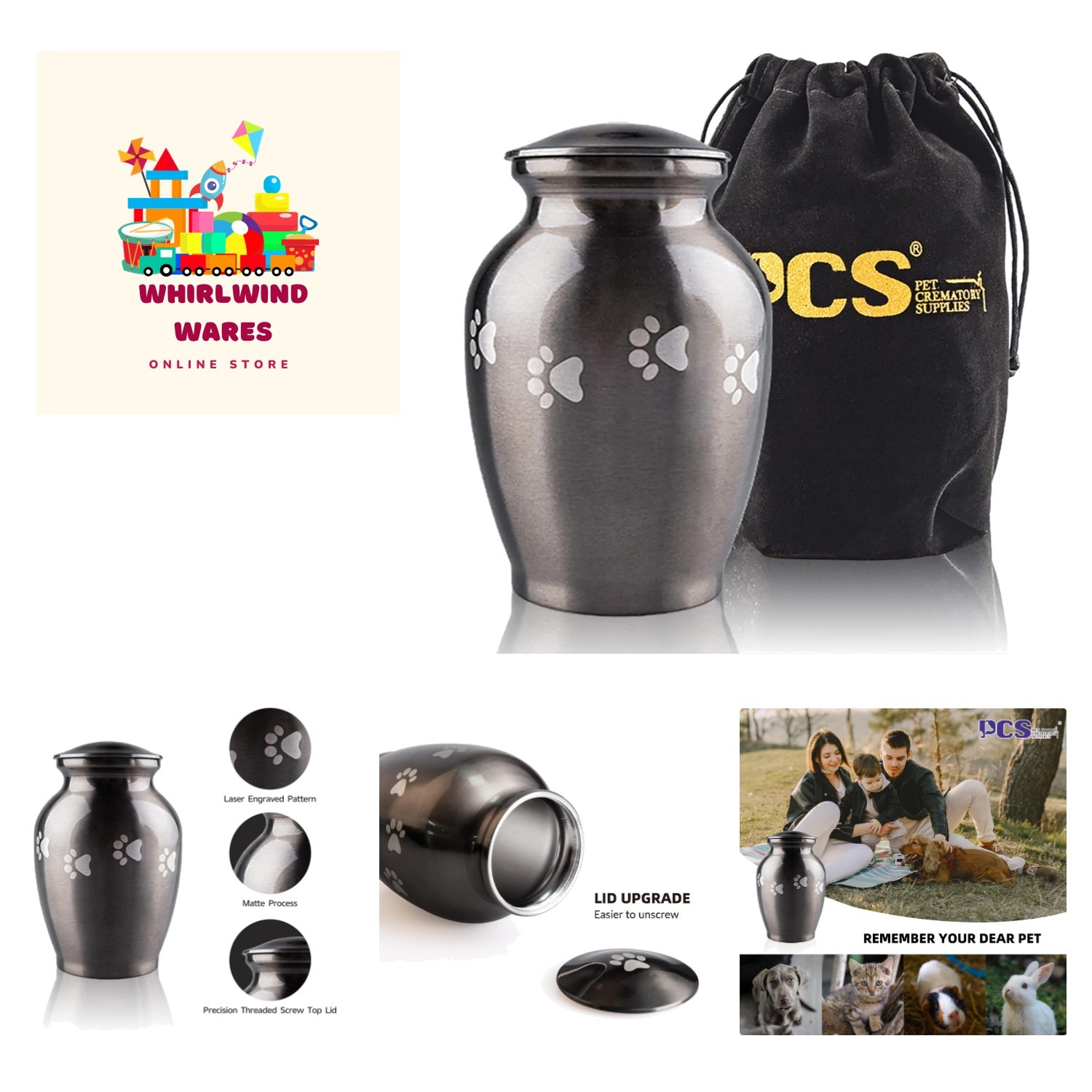 PCS Pet Memorial Cremation Urns for Dogs and Cats Ashes, Dog Keepsake Urns fo…
