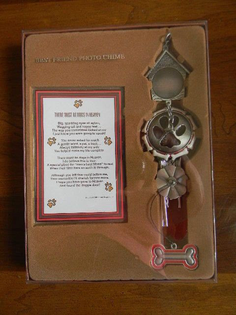 Best Friend (Dog) Pet Remembrance Hanging Wind Chime Memorial Photo Frame NIB