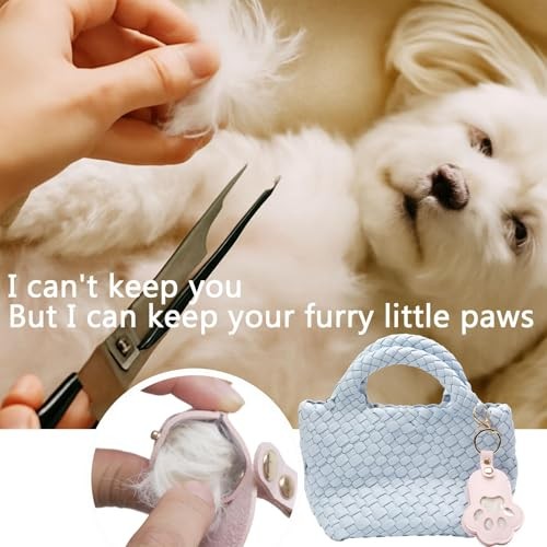 Pet Memorial Keychain Dog Paw Keepsake Photo Holder Blue