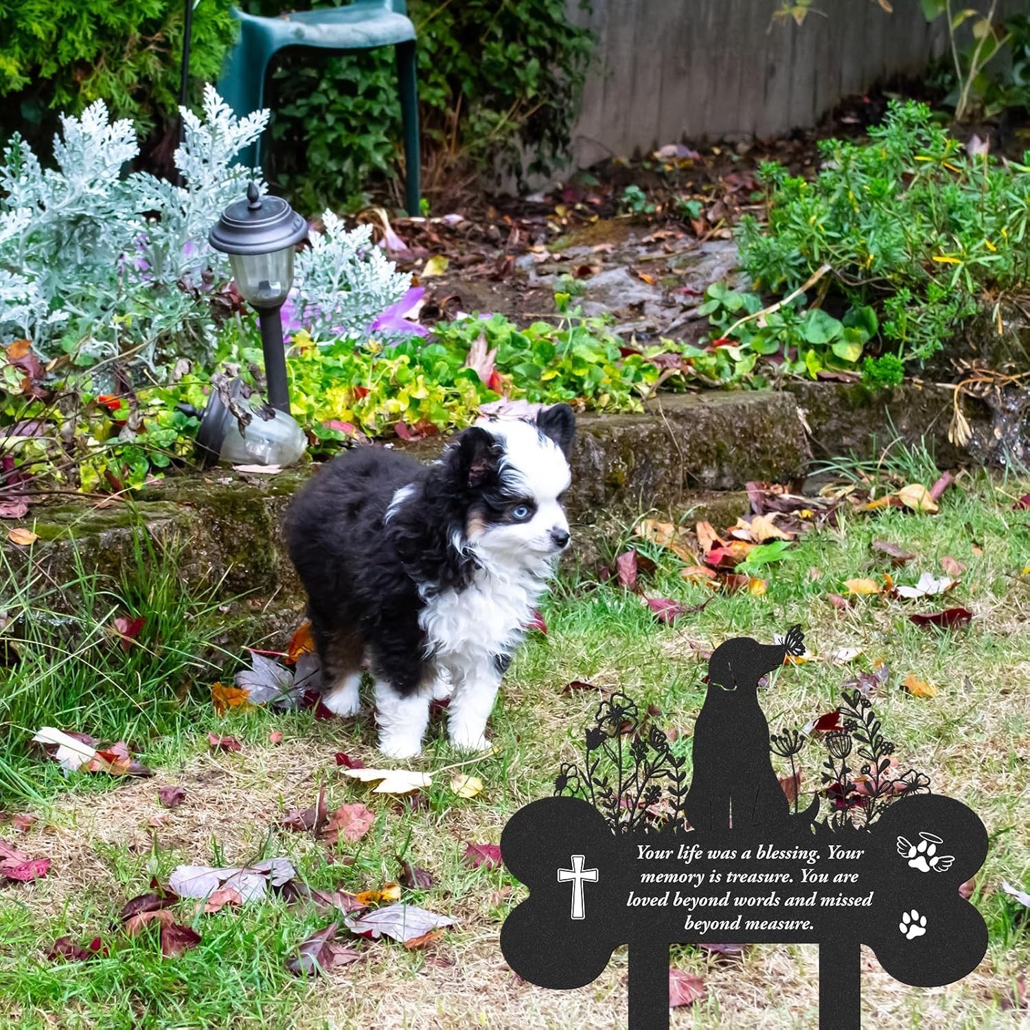 Grave Markers for Cemetery for Dog, Metal Grave Markers Yard Memorial Pet Dog