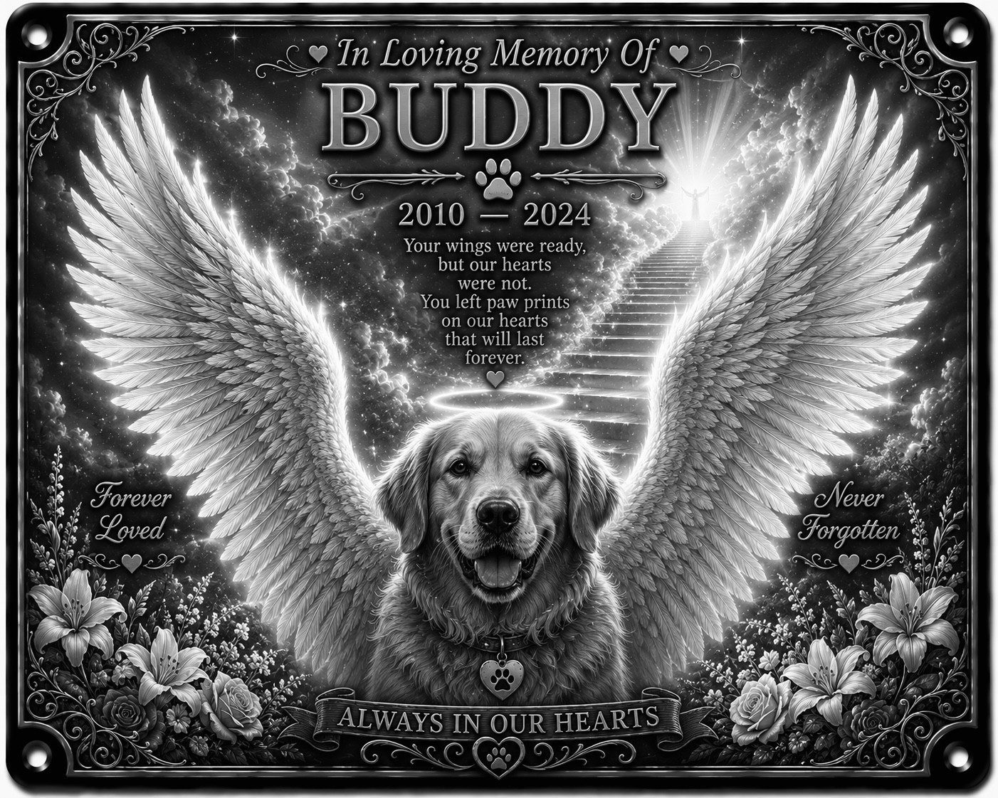Personalised Pet Memorial Plaque Custom Photo Engraved Aluminium Dog Cat Horse