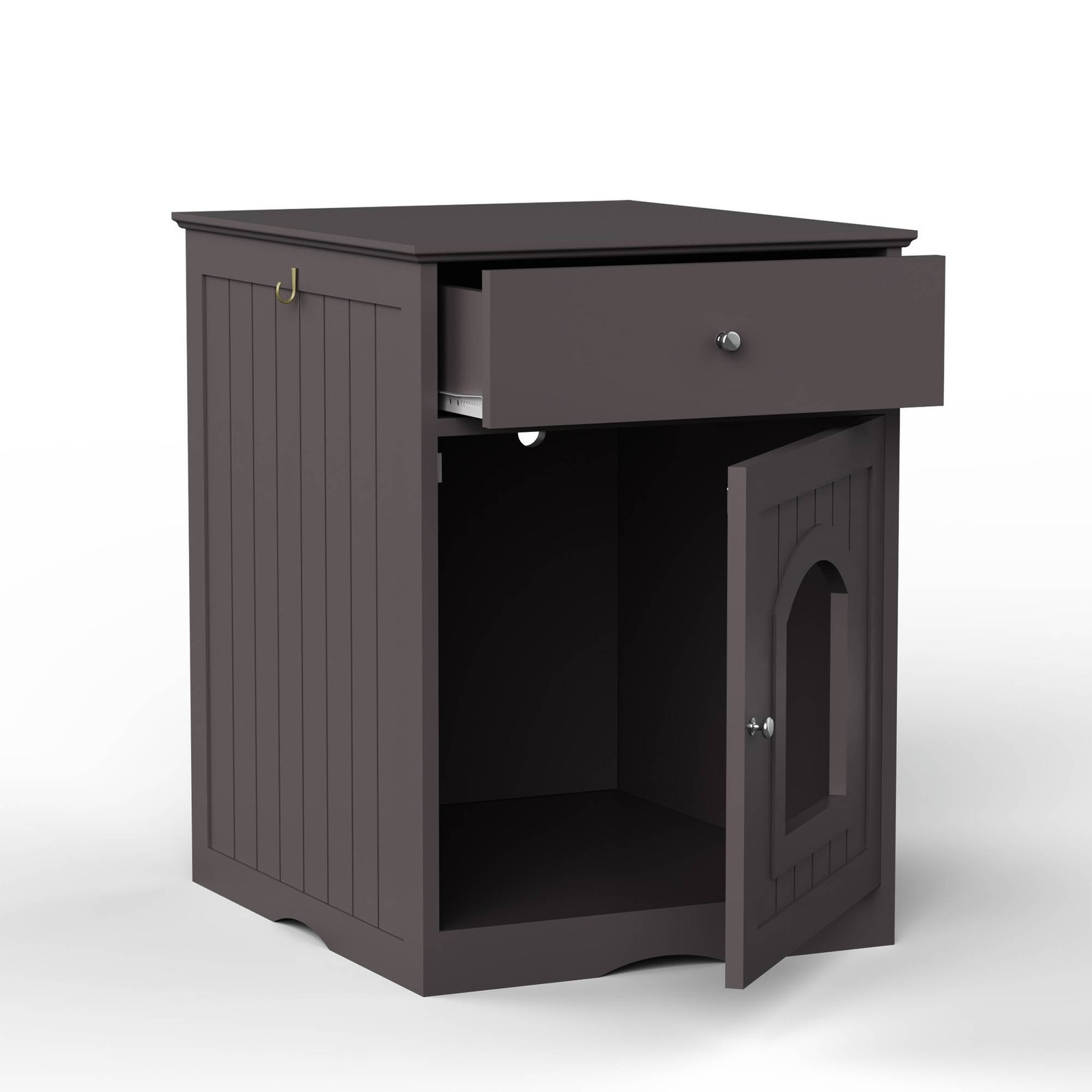 Wooden Pet House Cat Litter Box Enclosure With Drawer, Side Table Indoor Pet Cra