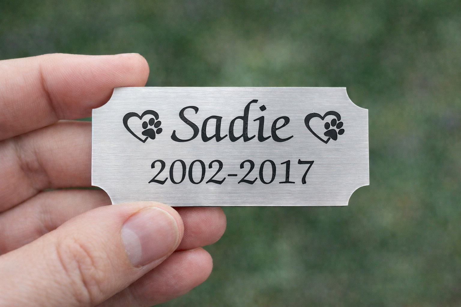 Large 2×4-inch Custom Engraved Silver or Gold Pet Name Memorial Urn Plaque Plate