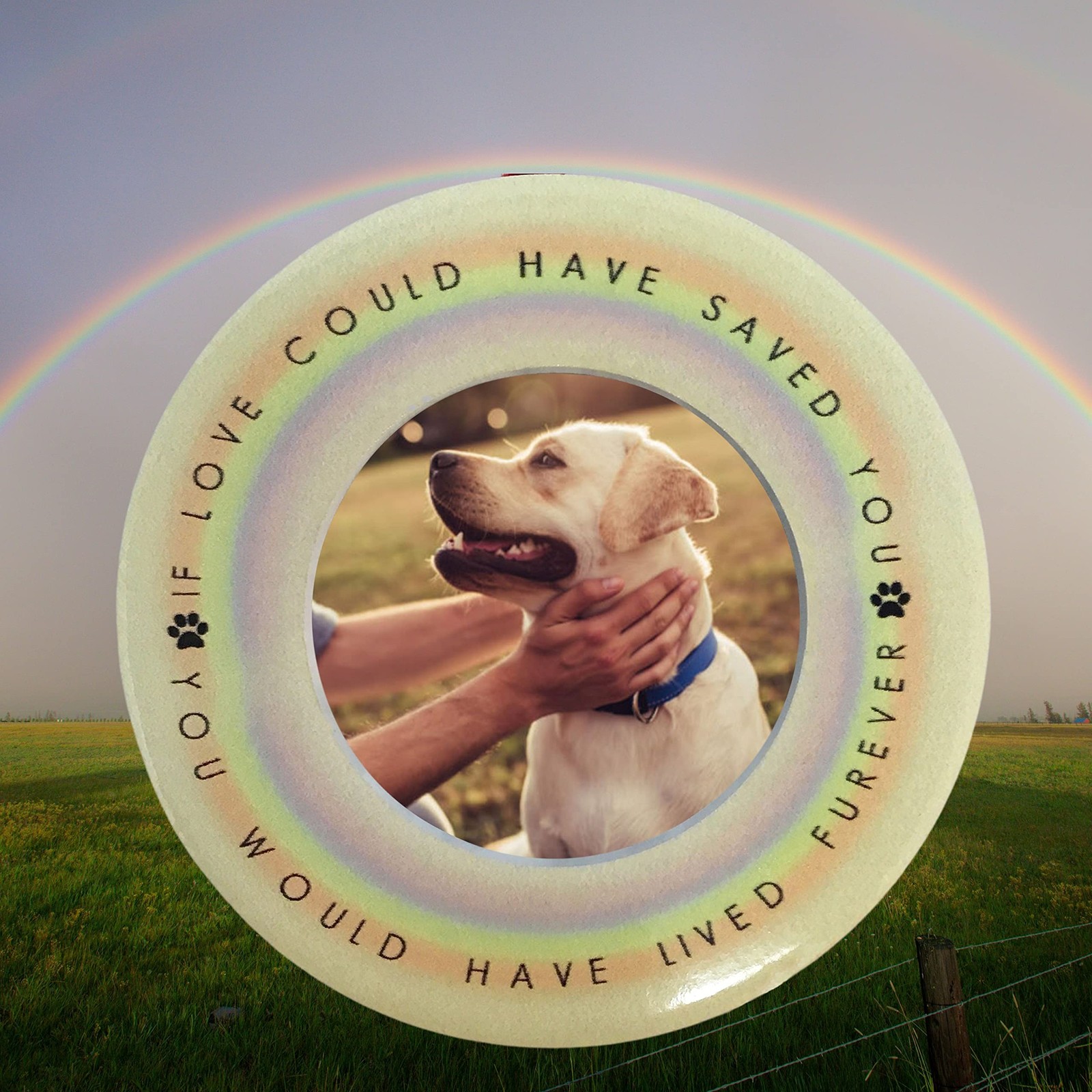 Pet Memorial Photo Ornament with Picture Frame – “If Love Could Have