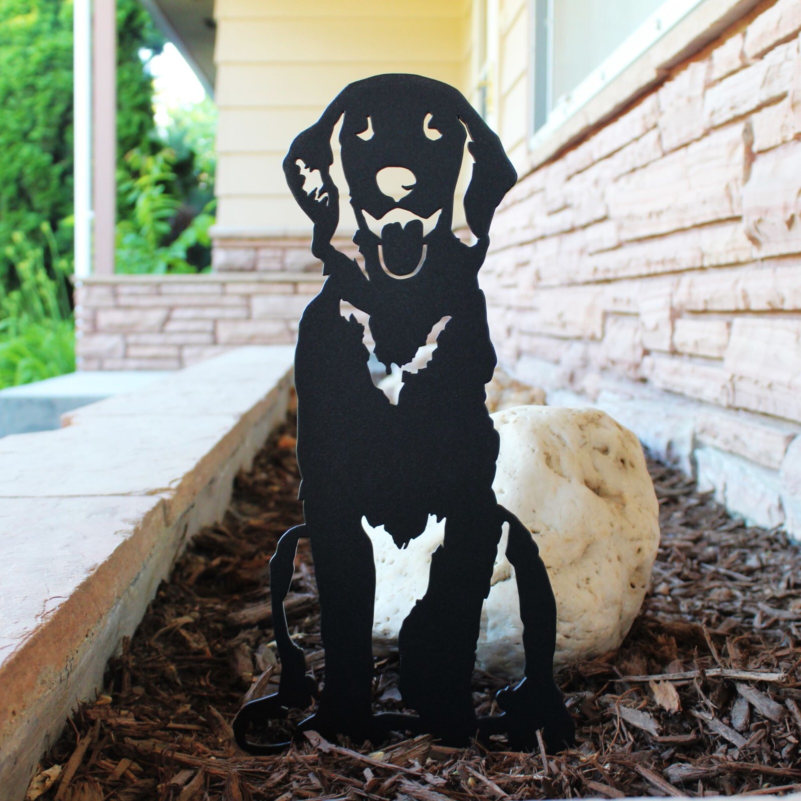 Golden Retriever Sitting Black Metal Dog Silhouette