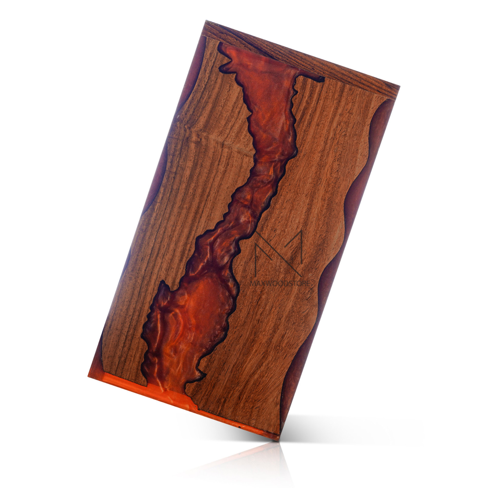 Wooden Urn Box-Urn Box-Rosewood and Red Resin Design Urn Box For Human Ashes