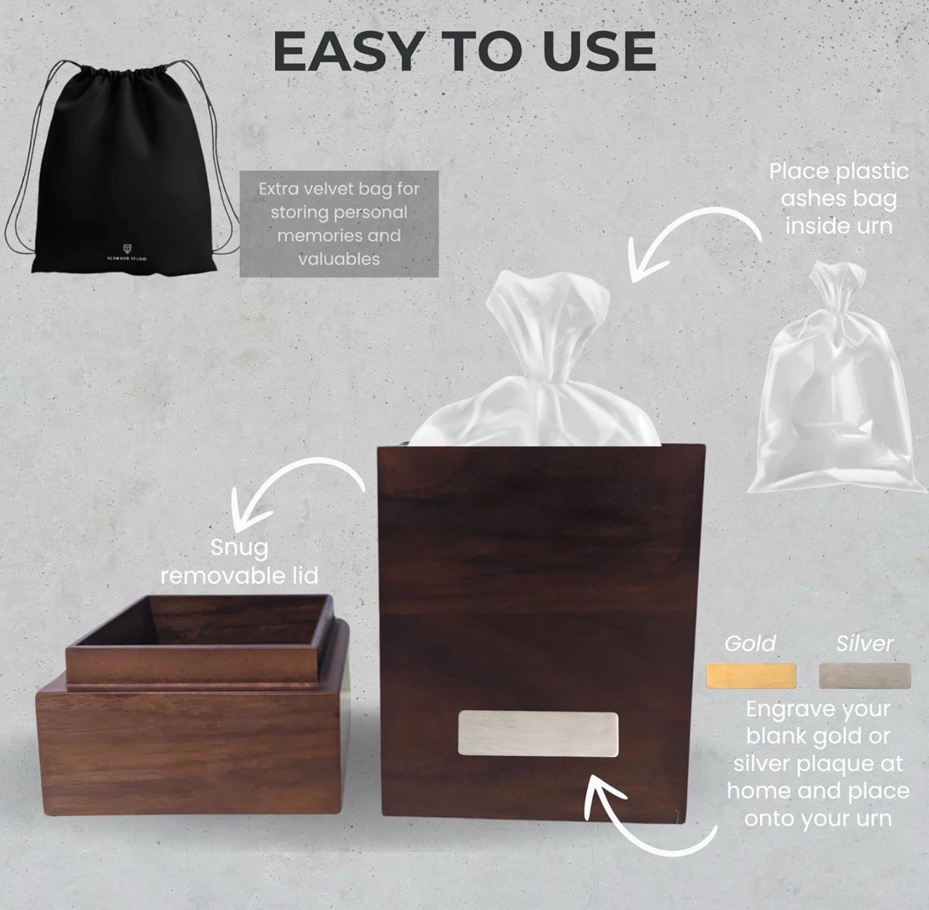 Wood Cremation Urn for Human Ashes | Large Urns Memorial Box for Adult Male |…