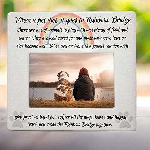 Pet Memorial Picture Frame 4×6 – Rainbow Bridge Poem Frame for Dog or Cat – Pet