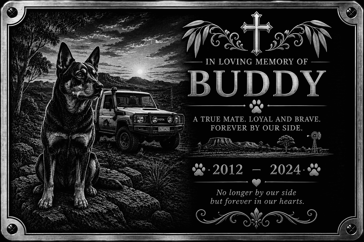 Personalised Pet Memorial Plaque Custom Photo Engraved Aluminium Dog Cat Horse