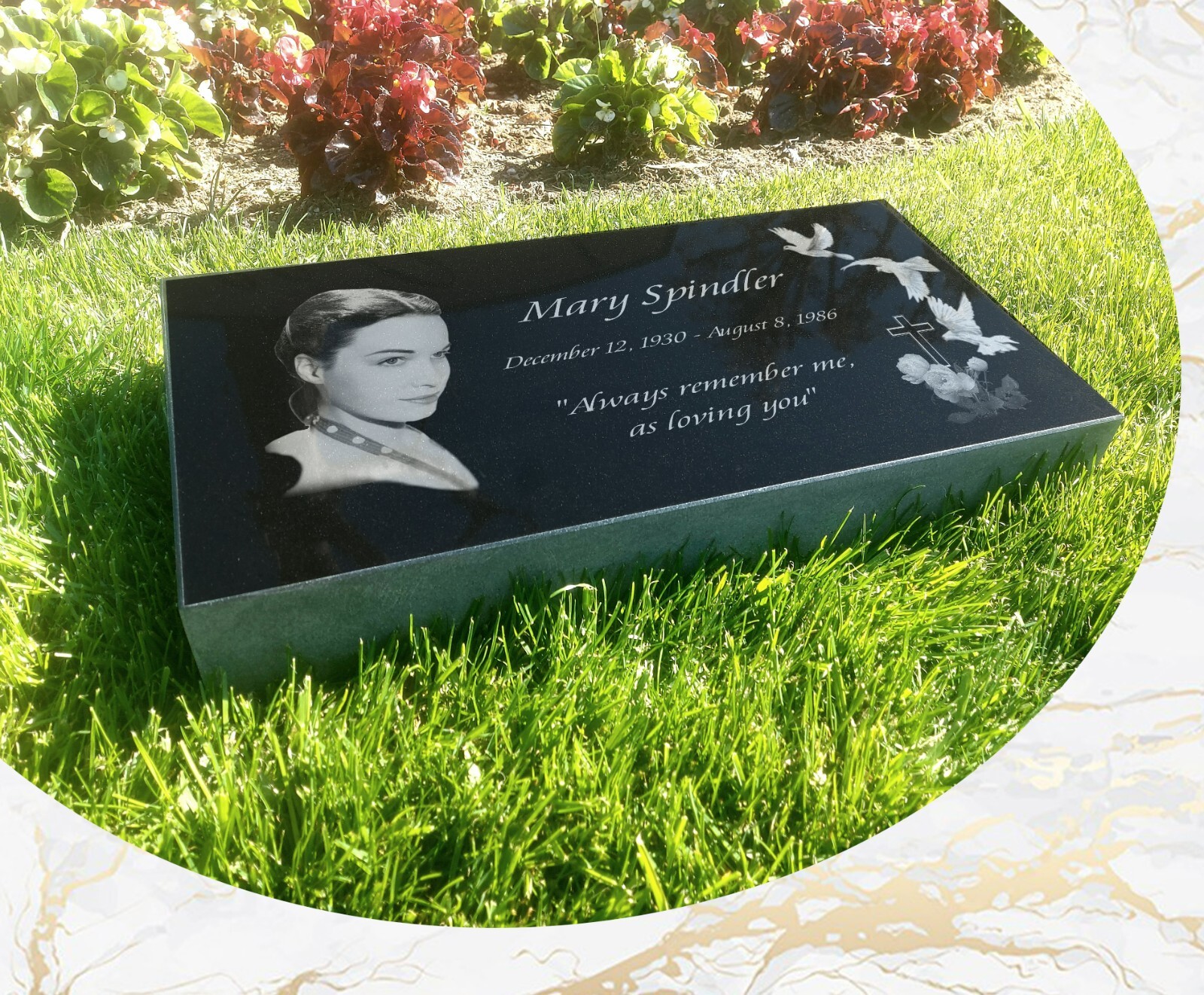 16″х8″х3″ inch Large Pet Headstone  Diamond Engraved on the Grave Marker Granite