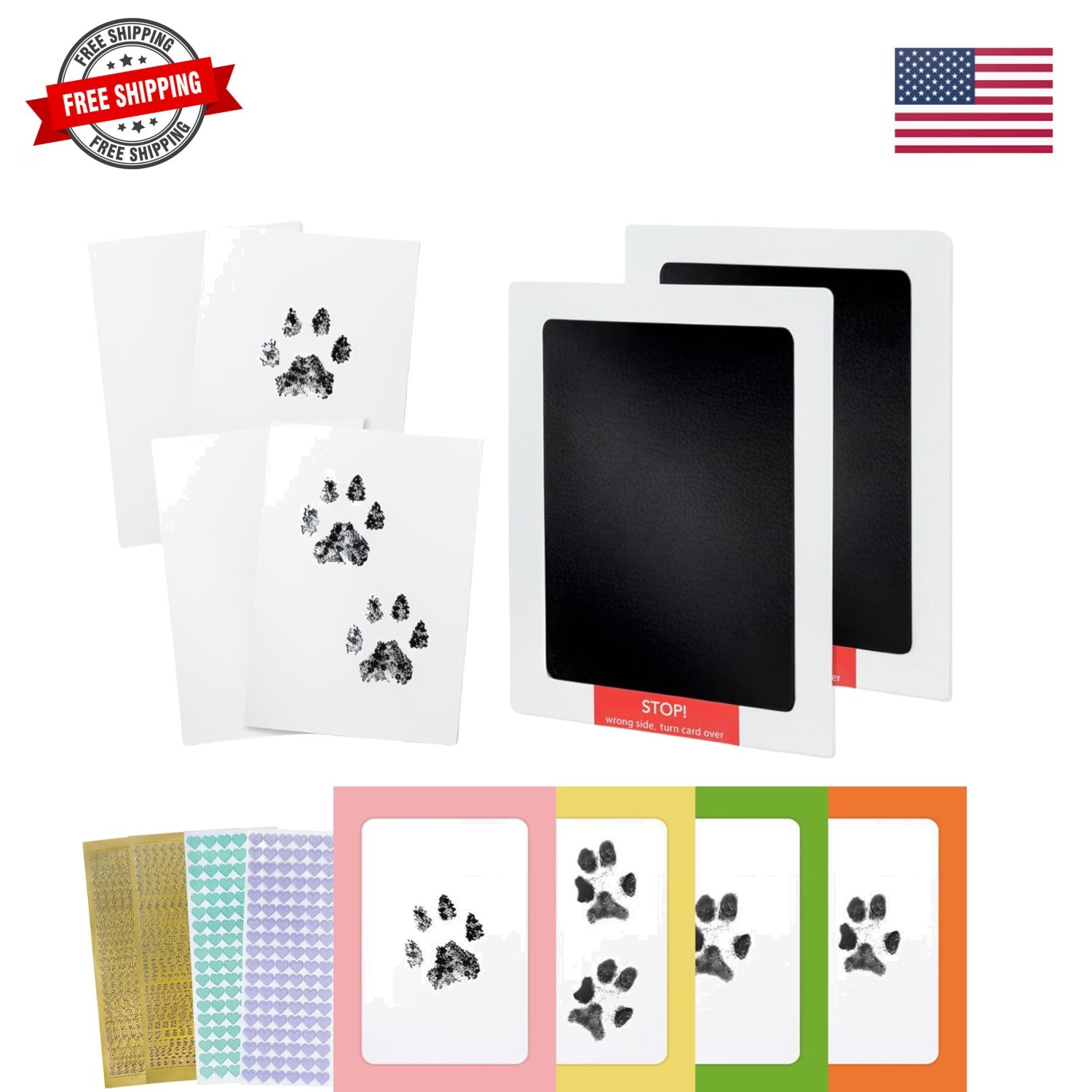 Paw Print Clean Touch Ink Pad Kit for Dogs and Cats, Pet Owner Keepsake, Inkl…