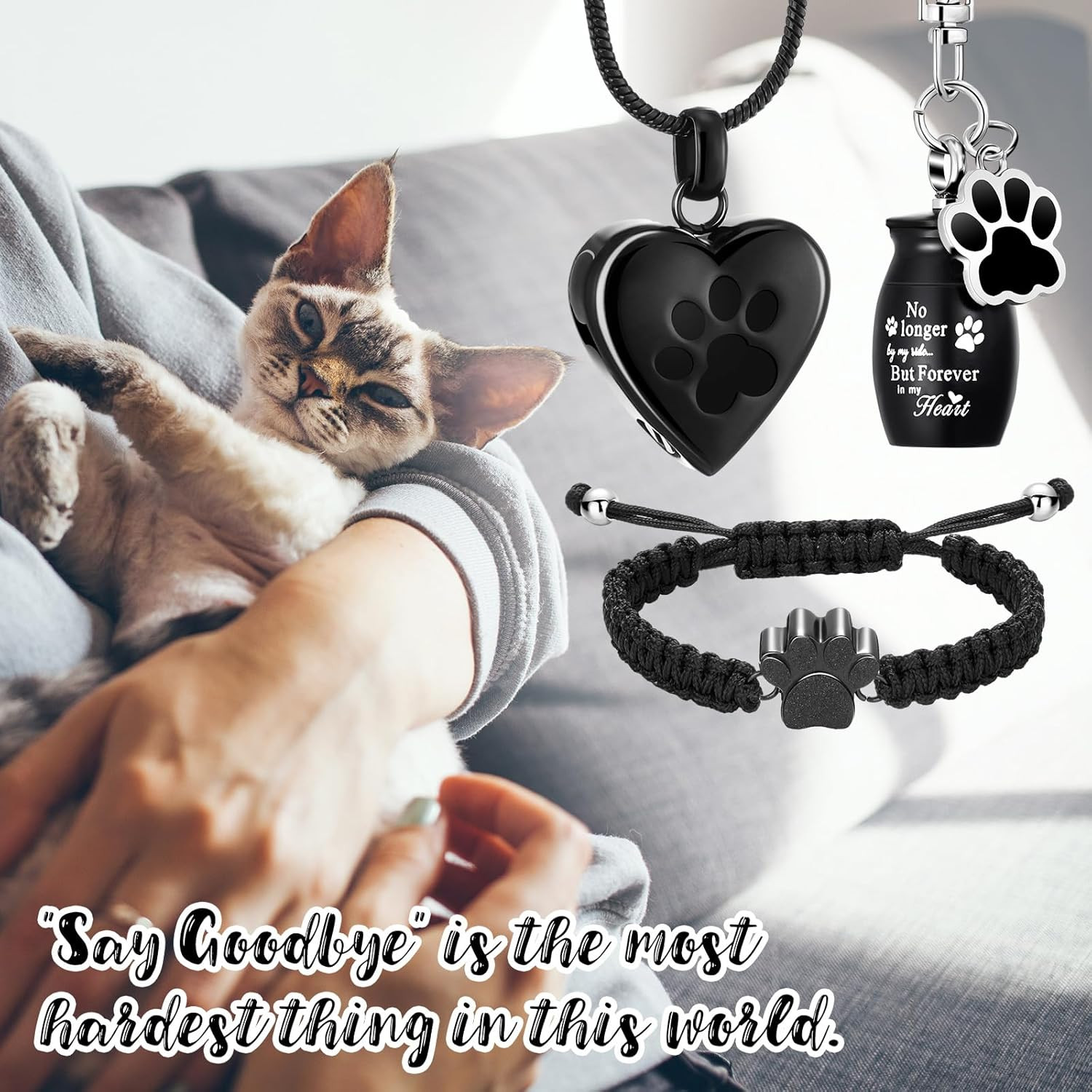3 Pcs Pet Cremation Jewelry for Ashes Dog Urns Keychain Cat Heart Urn Necklace P