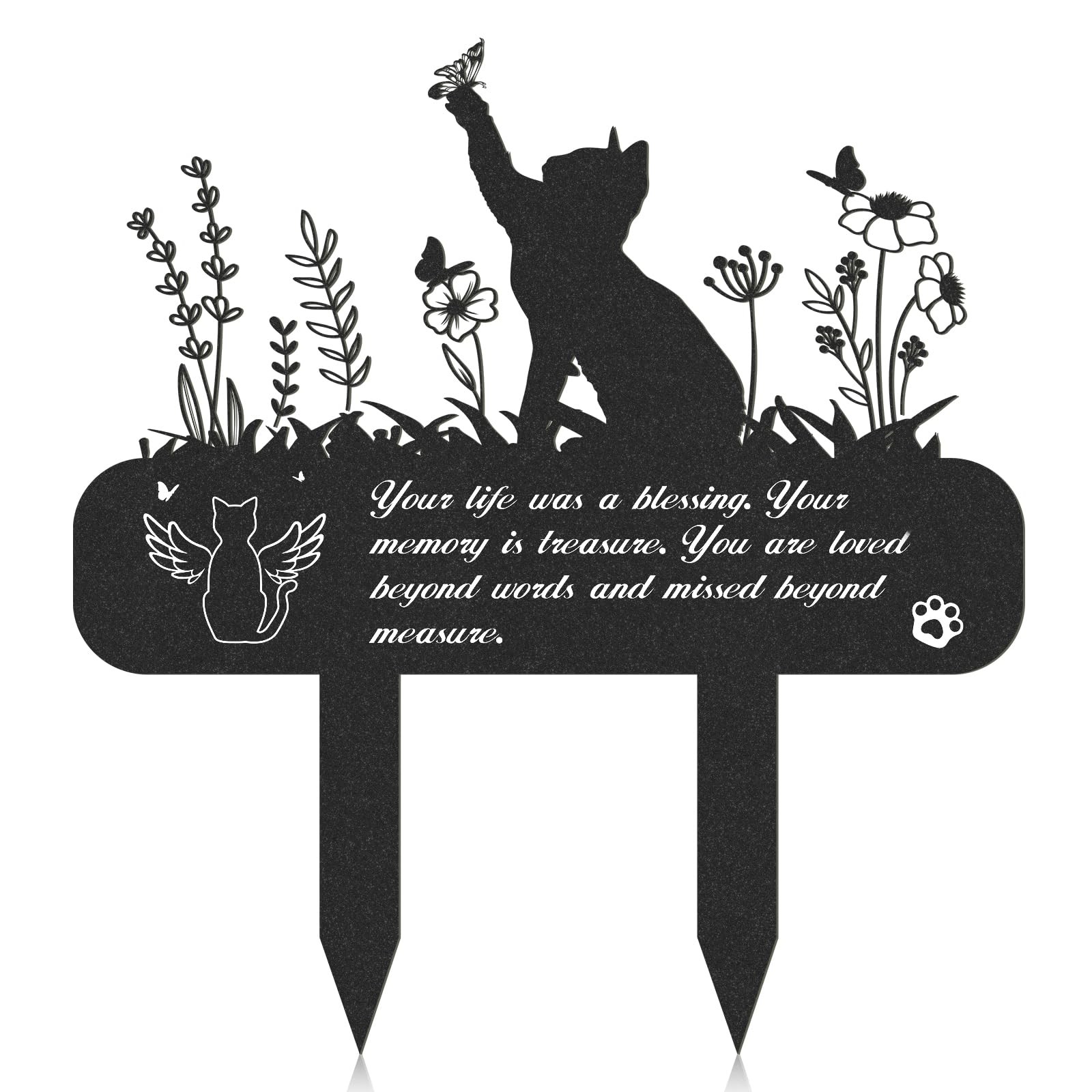 13.4×12 Inch Metal Cat Memorial Plaque Pet Grave Marker Waterproof Cemetery