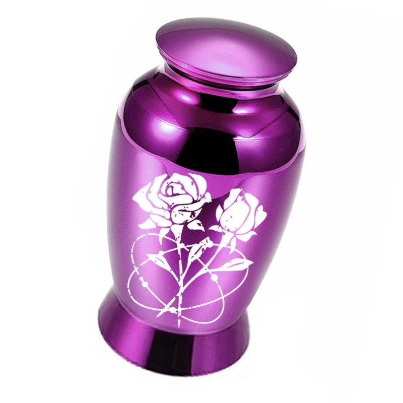 Metal Pet Cremation Urn For Dog Cats Ashes Storage Elegant Pattern Safe Lid