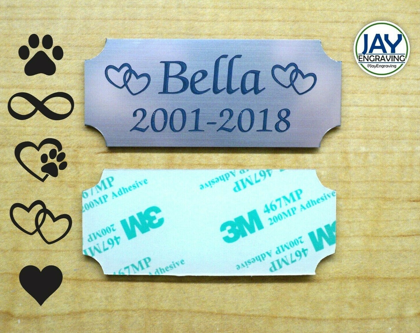Custom Engraved 1.25×3 Copper Pet Memorial Urn Plaque  Sign Plate Tag Dog Cat