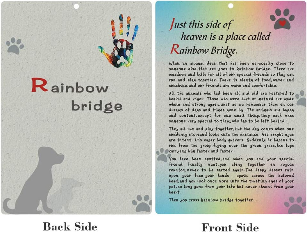 Pet Sympathy Memorial Card – Rainbow Bridge Poem Card for Loss Dog Keepsake Gift