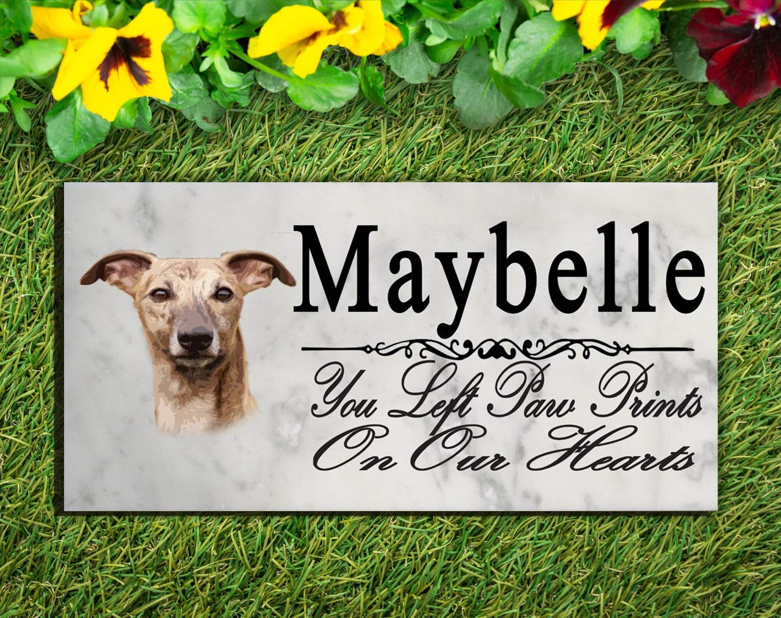 Whippet Memorial Stone PERSONALIZED Dog Garden Rock Grave Marker Outdoor or Indo