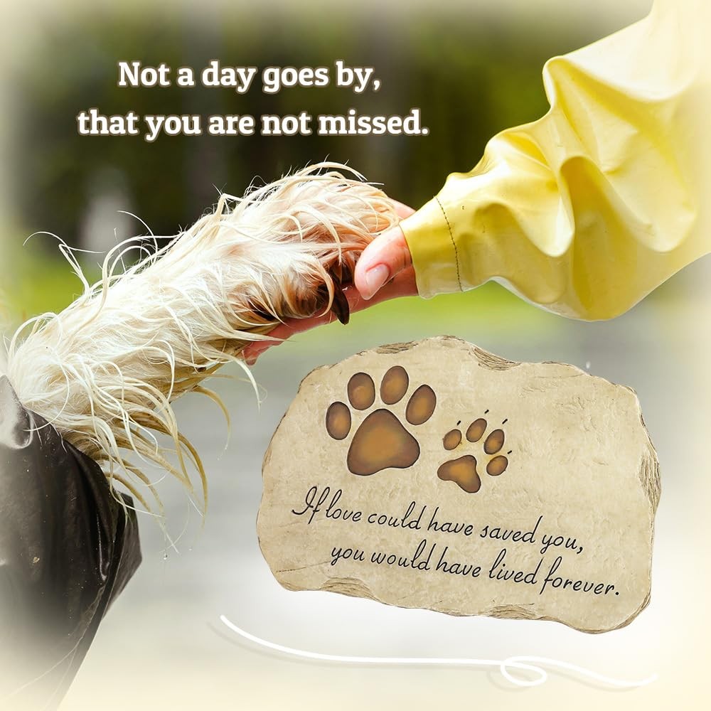 KEXMY Pet Memorial Stone Grave Marker for Dog or Cat, Pet Dog Garden Stone fo…