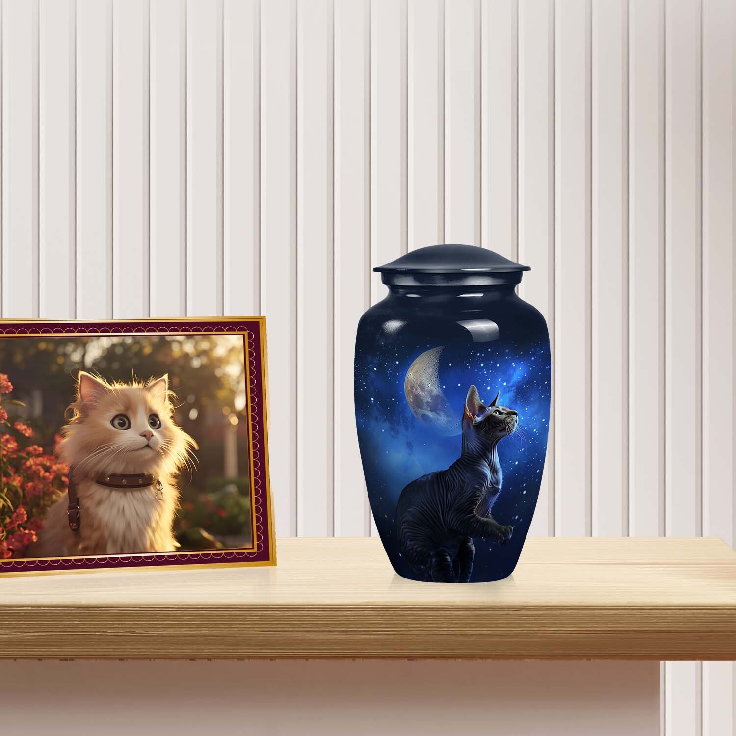 Unique Cat Celestial Pet Memorial Urn | Pet Cremation Urn For Cat