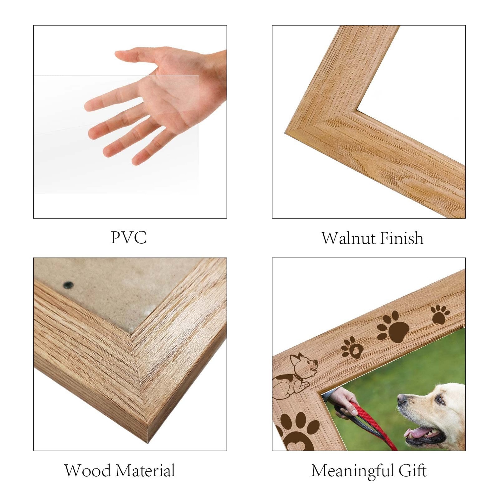 CREATCABIN Engraved Wood Frame Dog Paw Puppy Tabletop 4″ x 6″ Vertical Natura…