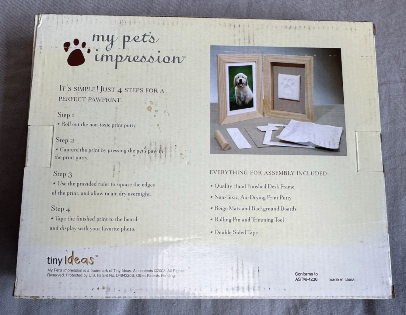 My Pets Impression Memorial Cat Dog Picture Keepsake Paw Print Kit No Mix No Mes