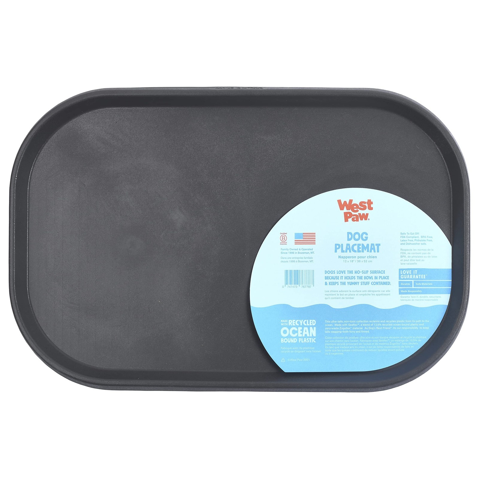 West Paw Seaflex Doggie Placemat – Less Mess Placemats for Dogs, Cats, Pet