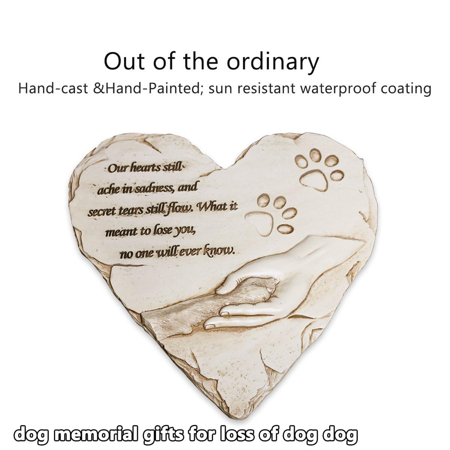 jinhuoba Dog Pet Memorial Stones, Heart-Shaped Loss of Pet Dog Grave Stone He…