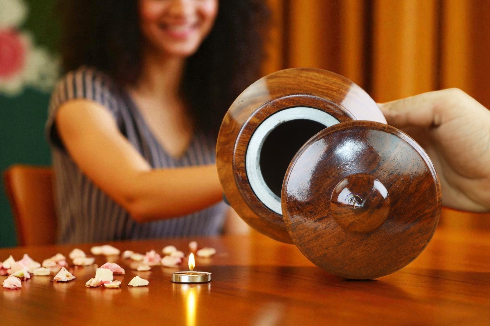 Handcrafted Rosewood Cremation Urn – Tree of Life Engraved Wooden Funeral Urn
