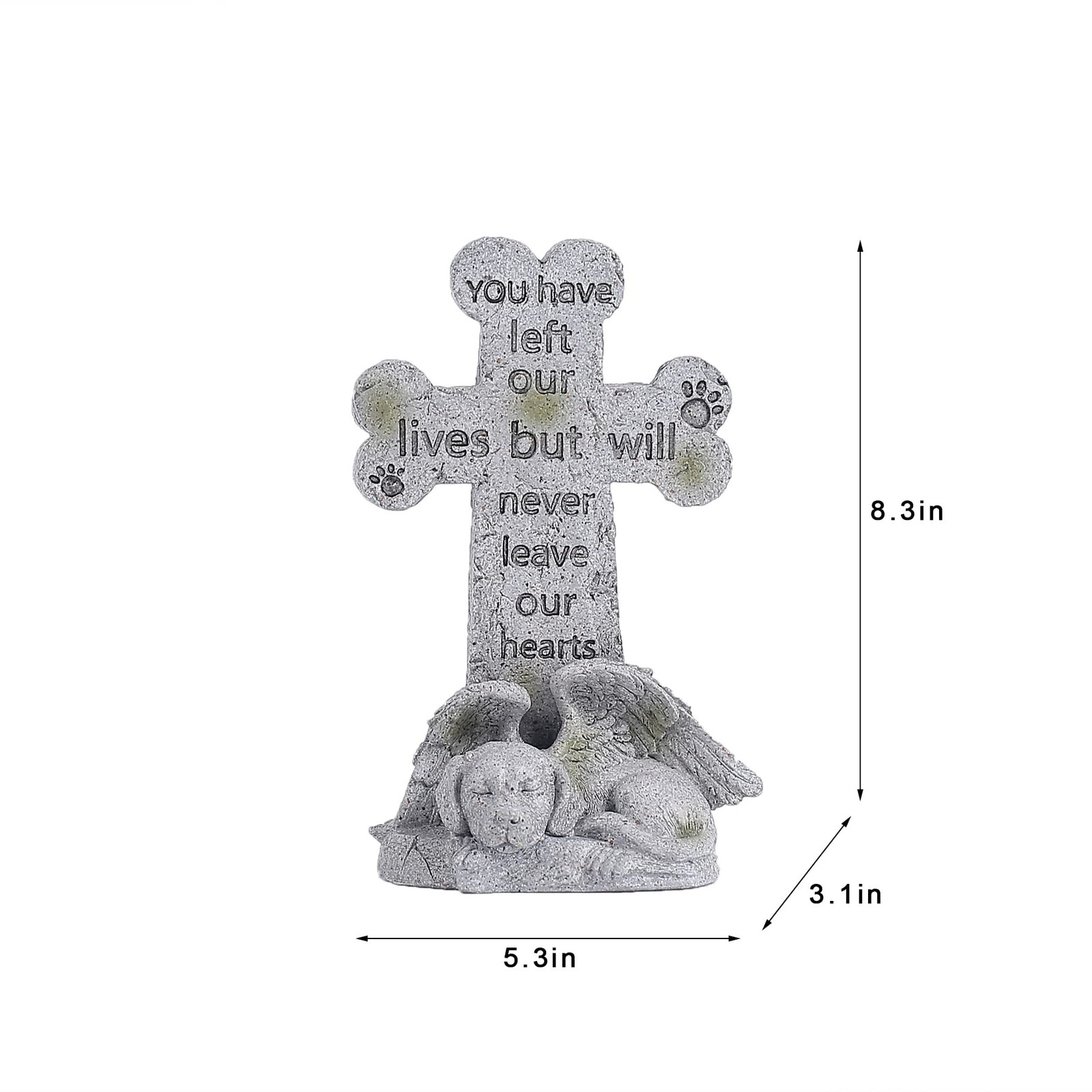 Floryden Memorial Statue – Sleeping Dog Angel 5.31 x 3.15 x 8.27inch, Gray