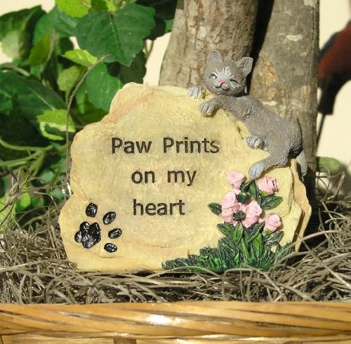 Cat Paw Prints Message Stone Decor Pet Memorial Gift for Cat Lovers 3.25 Inch