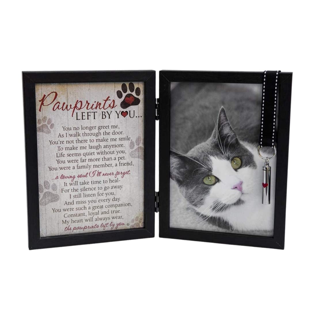 Pawprints Pet Memorial 5″ x 7″ Frame for Cats with Pawprints Left by You Poem…