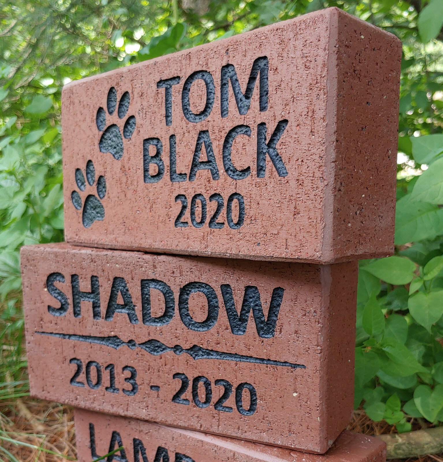 Customizable PET MEMORIAL STONE Engraved Custom Dog Cat Paw Paver Brick Memory