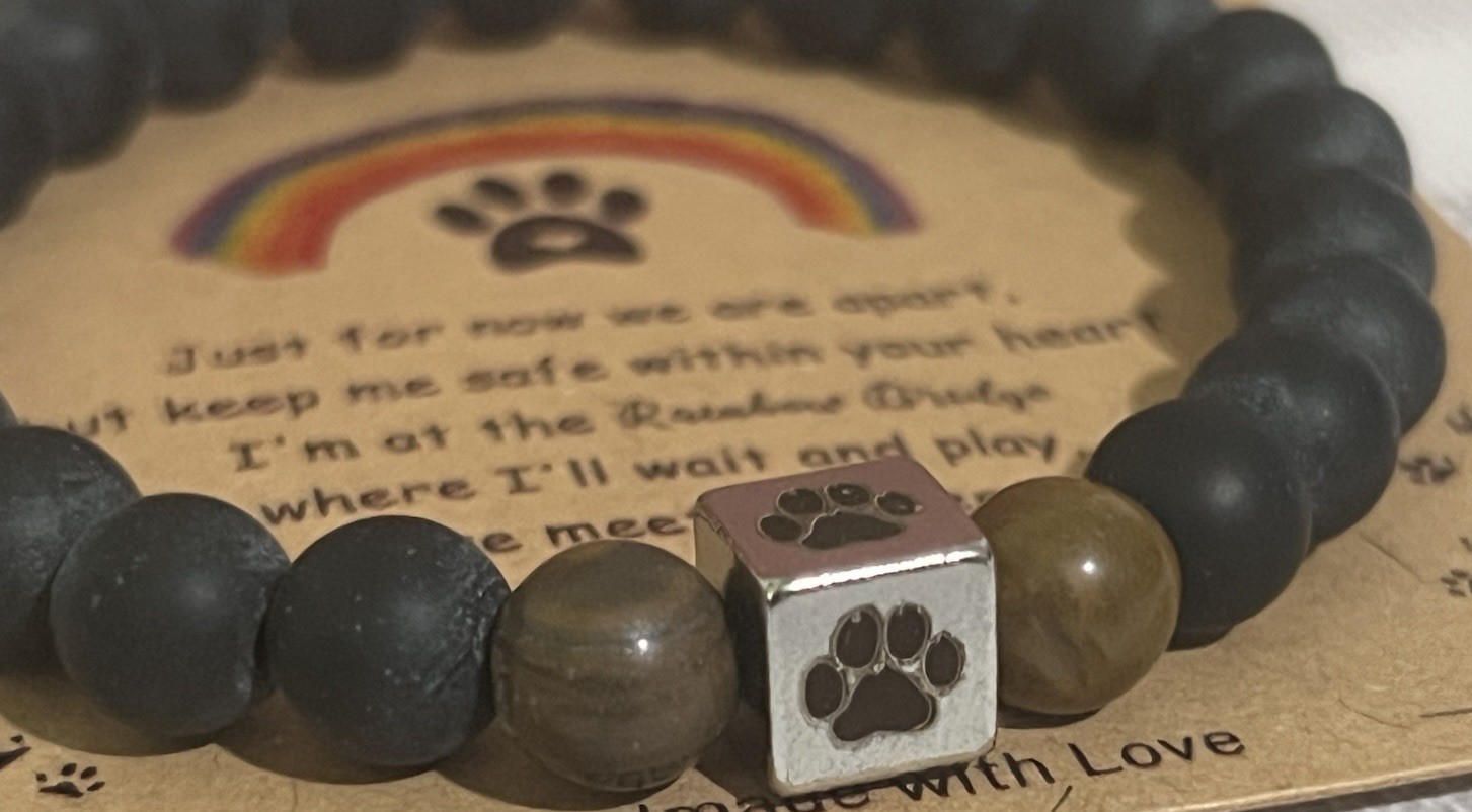 Dog Lover Pet Loss Rainbow Bridge Memorial Bracelet Paw Print Charm Beads 1 Size