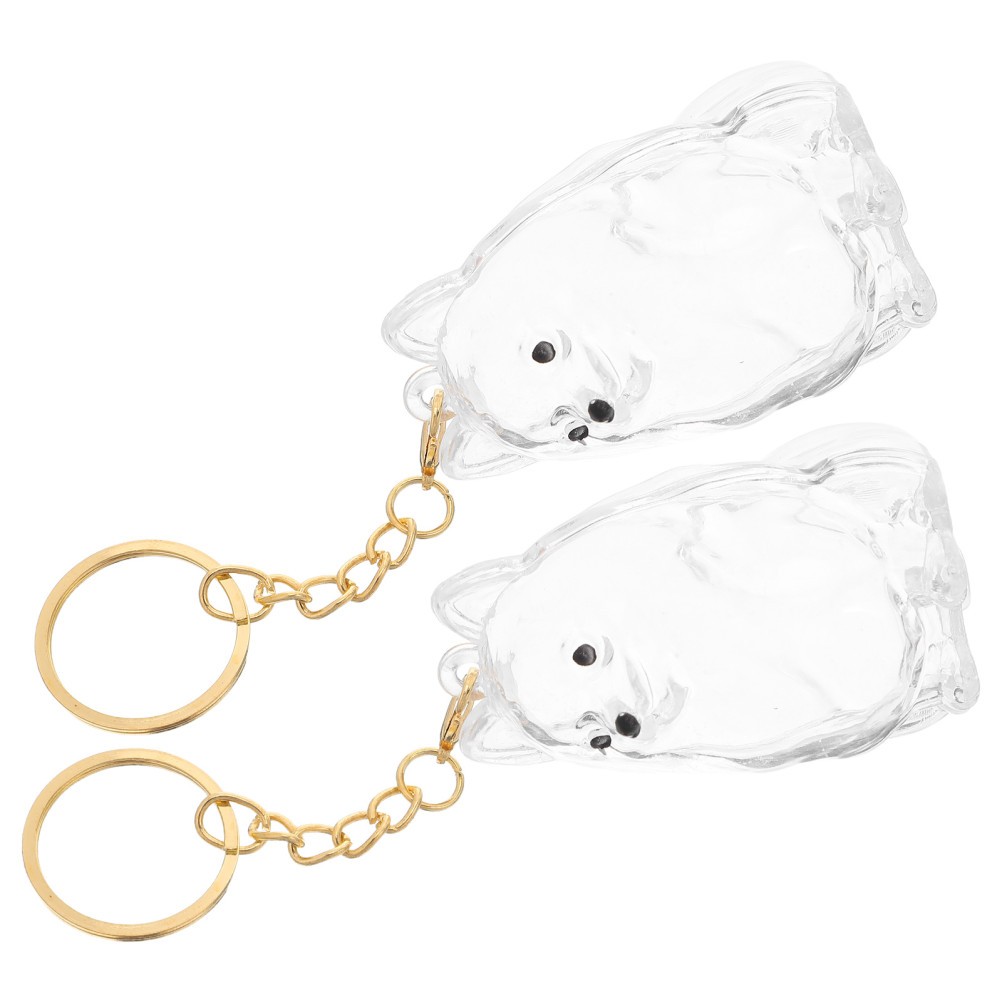 2 Pcs Dog Memorial Keychain Clear Plastic Pet Hair Collector Keyring Charms
