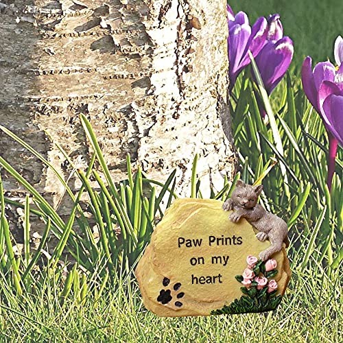 Cat Paw Prints Message Stone Decor Pet Memorial Gift for Cat Lovers 3.25 Inch