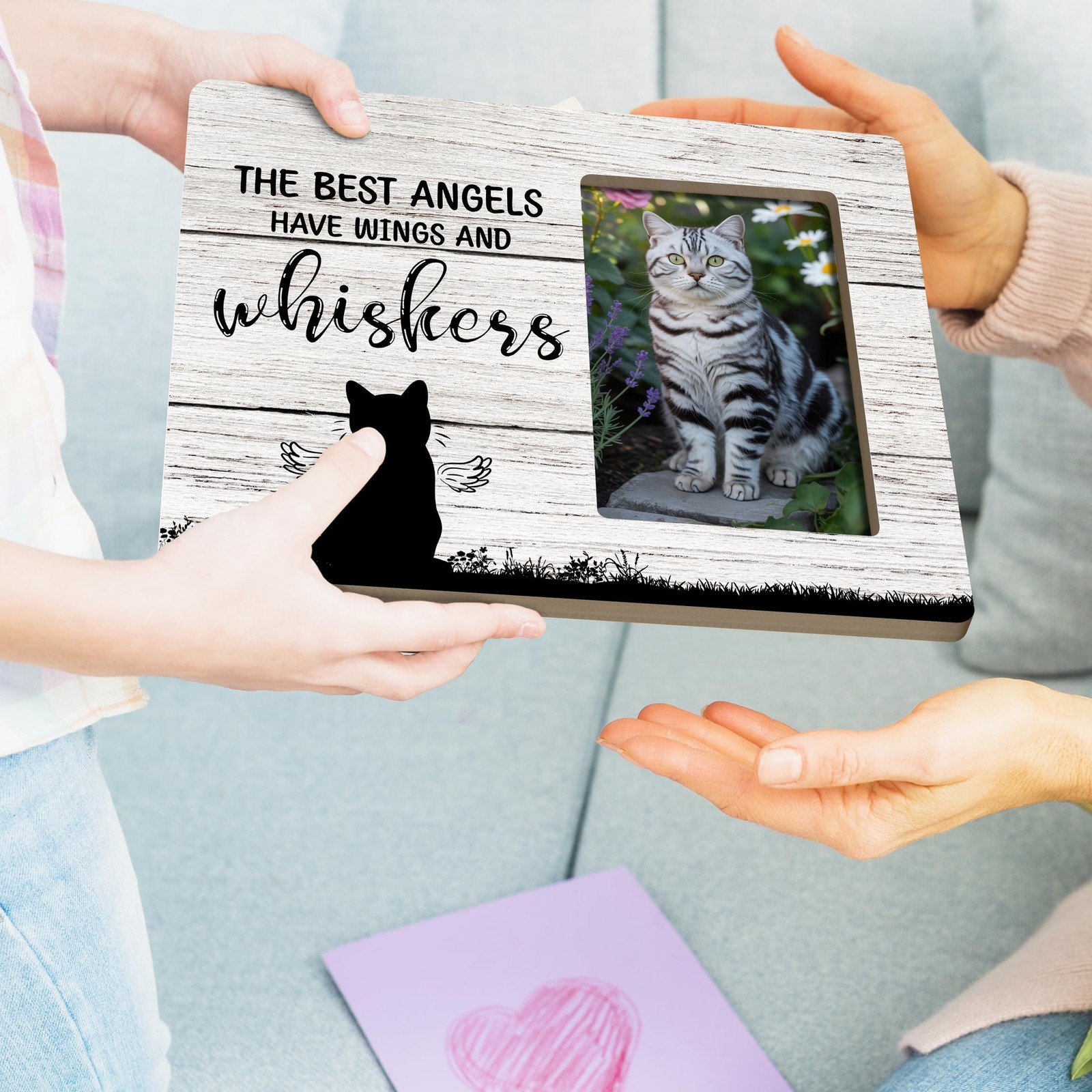 Cat Memorial Gifts for Loss of Cat, Pet Sympathy Gift Wooden Picture Frames, …
