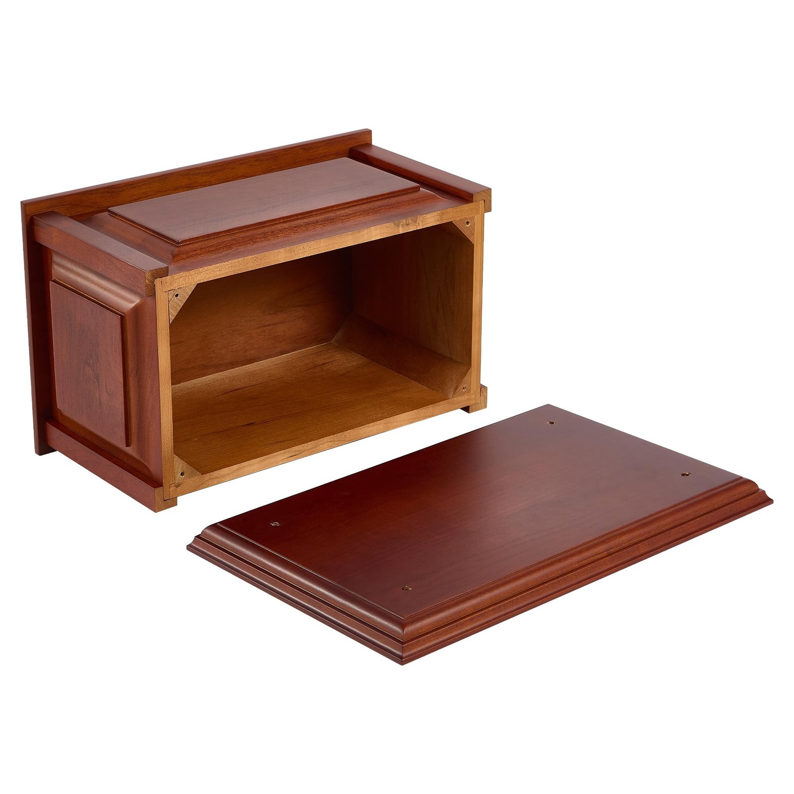Handcrafted Solid Cherry Wood Funeral Cremation Urn Box for Human Ashes Memor…