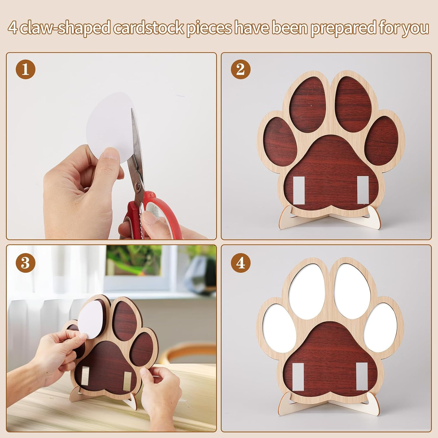 Pet Memorial Paw Photo Frame 4 Photo Collage Display for Dogs & Cats, Dog Keepsa