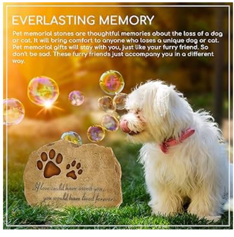 Pet Memorial Stone Pet Memory Stepping Stone Cat Dog Headstone Garden Memorial..