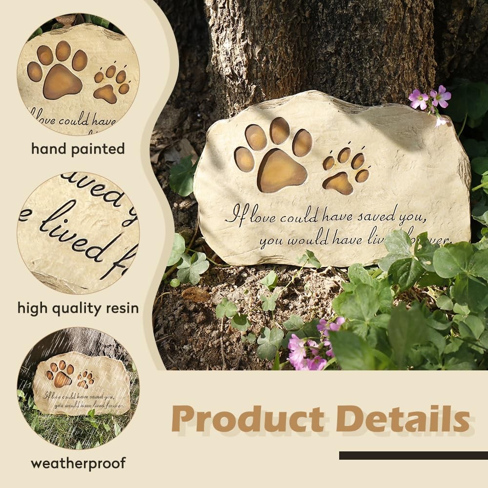 KEXMY Pet Memorial Stone Grave Marker for Dog or Cat, Pet Dog Garden Stone fo…
