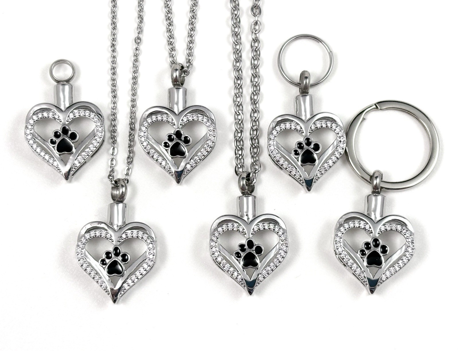 Pet Cremation Jewelry Necklace Pendant Urn Holds Ash Paw Print Dog Cat Heart