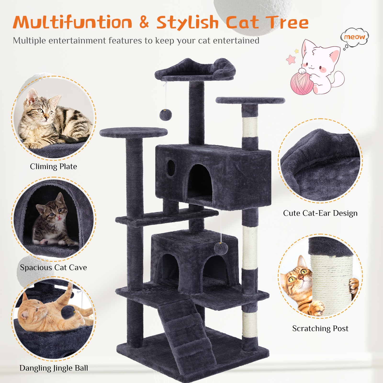 Multi Functional Cat Treehouse Cat Climbing Frame