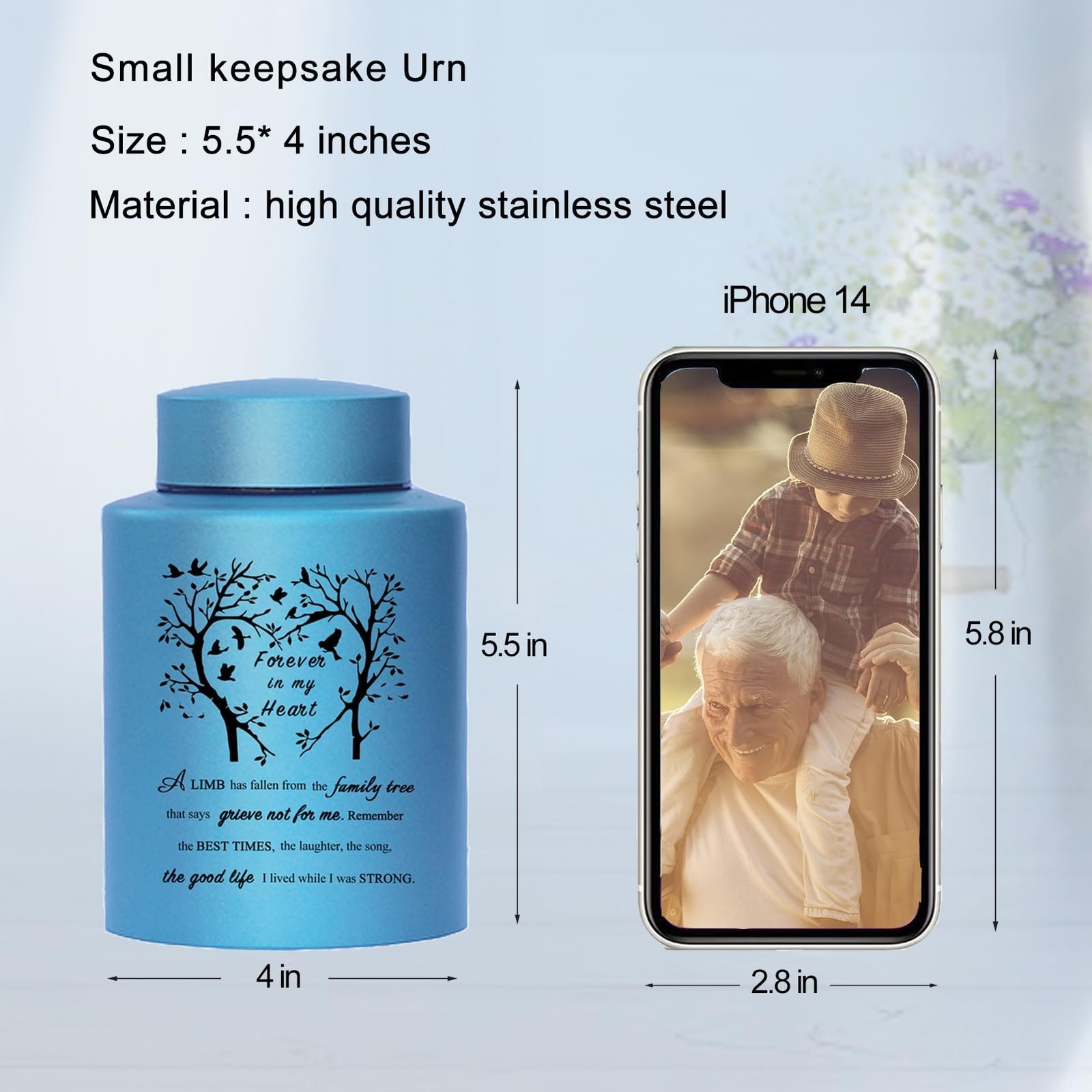 6 Inches Small Urn for Human Ashes Stainless Purple Mini Cremation Urn Small …