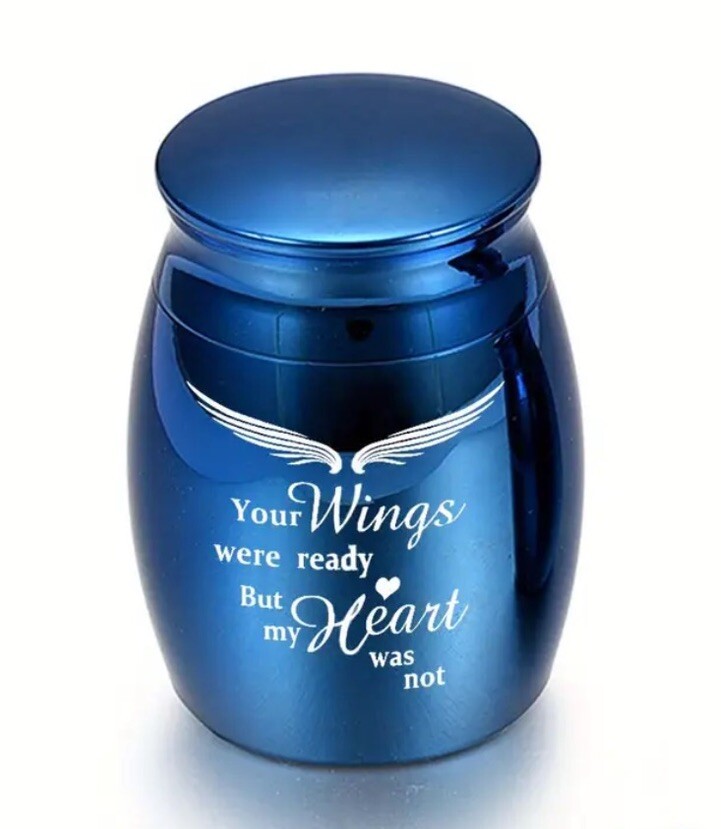 Blue Steel Mini Memorial Cremation Keepsake Urns For Pet Dogs Cats Ashes Small